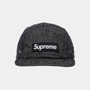 [슈프림] 패치로고 레이저드 데님 캠프캡 모자 블랙 FW24H25 BLACK