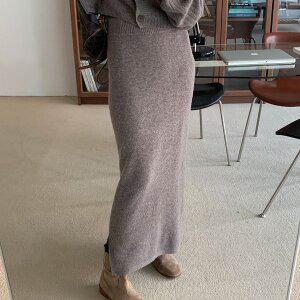 [다잇템]여자 밑트임 일자 울니트 홀리데이 롱스커트