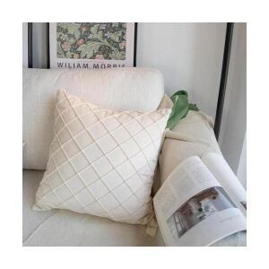 쿠션커버 체크베이지 2개 누아노 사계절 소파쿠션커버