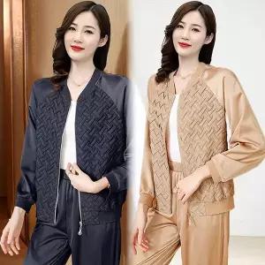 [하프클럽/](55~88)새틴글로시블루종점퍼 바람막이점퍼 여성가을점퍼 야상점