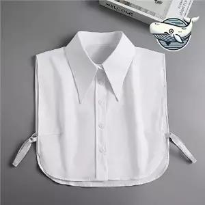 세련된 화이트 뾰족카라 레이어드 넥케이프-WFGQCUE