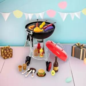 캐스B 플레이 바베큐그릴 장난감 캠핑놀이 그릴 소꿉놀이 음식모형 불빛 사운드 숯불 바비큐