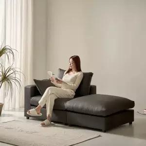 세인트블랑 컴피 구스 가죽 모듈 2인 한팔형 소파 스툴 소파 sk