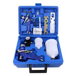 2-스프레이어 HVLP 공기 중력 스프레이 페인트 건, 1 0mm 150ml 및 4mm 600ml 자동 피드 페인팅, 잠금식 공기압 조절기 게이지 노즐 건으로 케이크 장식, 모형 제작