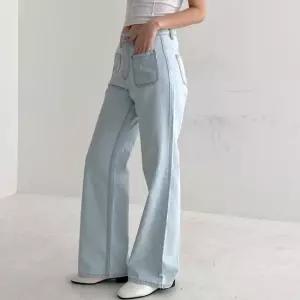 여자 봄 여름 핏이 예쁜 난스판 앞포켓 와이드 데님팬츠 다리가 길어보이는 간절기 편한 통청바지