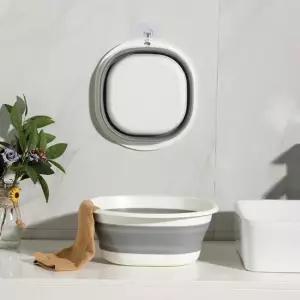 소형 빨래 정리 바구니 회색 라운드 수납함 청소용 폴딩 대야 모던바스 접이식욕조 청결한