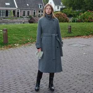 [롯데백화점]온앤온 하이넥 벨티트 오버핏 울 코트 NEW5XHB25_1F