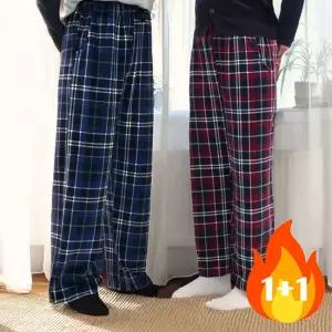 [2사이즈]2장 핑크룩 밍크체크 커플 수면바지 빅사이즈 남성용 여성용 잠옷바지