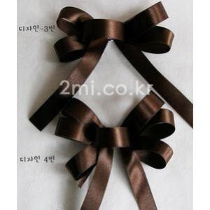 완성리본 - 밤색 공단  1개가격 .. 선물 장식 헤어 끈 핀 재료 포장 이벤트 )