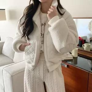 [미나그램] 라이크 누빔배색 뽀글이 후리스점퍼