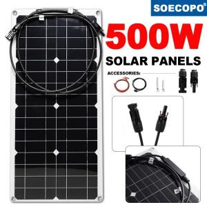 태양광판넬 500W 16V 태양 전지 패널  12V 배터리 충전기 자동차 보트 RV 해양 홈 캠핑 야외 오프 그리드