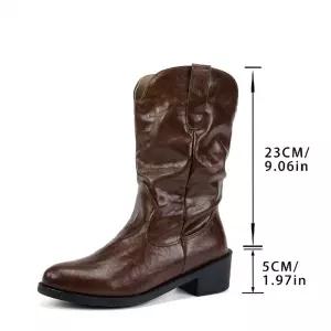 여자 워커힐 슈즈 빅사이즈 통굽 워커 추동 웨스턴 라이더 미들 부츠 BE4