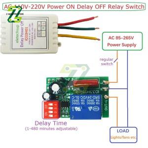 1-480Min 타이머 조정 가능 연결 해제 지연 컨트롤러 AC 110V 220V 전원 켜기 끄기 릴레이 스위치 10A