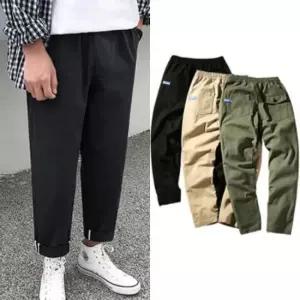 [라일리의류] Rly 아웃도어 크롭팬츠 허리밴딩 배기 바지 면 골프  43636779)