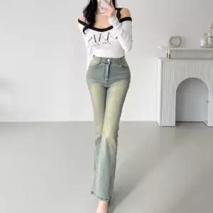 [하프클럽/]여성 빈티지 워시 부츠컷 스판 데님진