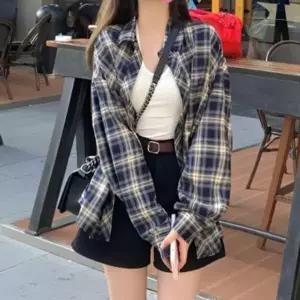 [하프클럽/]체크패턴 봄여름 추천 셔츠 베이직 꾸안꾸 여성 남방