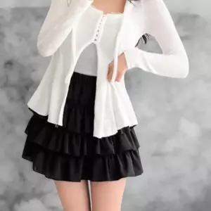 [하프클럽/]여성 쁘띠 고무줄 원컬러 일상용 프릴 치마