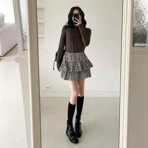 [하프클럽/]여성 키치무드 티어드 호피 프릴 쁘띠 스커트