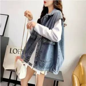 [하프클럽/]청쪼끼 여성 체형커버 데님조끼 워싱 데일리룩 루즈핏 베스트