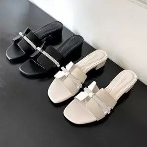 여성뮬슬리퍼 샌들 가죽 스틸레토 여성샌들 하이힐 (WF6FE67)