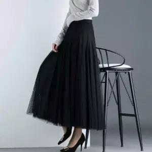 망사 쉬폰 롱 샤스커트