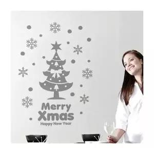( )크리스마스 리본트리 그레이 유리창문 데코스티커