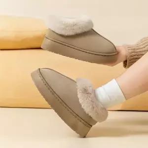 [다잇템] 여자 포인트 모양 보온 퍼 컷아웃 라이닝 슬리퍼