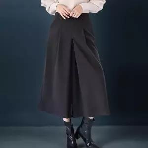 [신상오픈런]|KSP9261|여성 핀턱 와이드핏 기모 8부 치마바지 뒷밴딩 팬츠