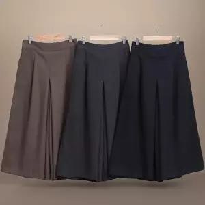 [신상오픈런]|KSP9261|여성 핀턱 기모 바지 와이드핏 8부 뒷밴딩 치마바지