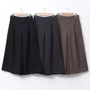 여성 기모 와이드핏 8부 핀턱 뒷밴딩 치마바지