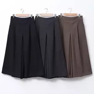 [옷자락]여성 기모 와이드핏 8부 핀턱 뒷밴딩 치마바지