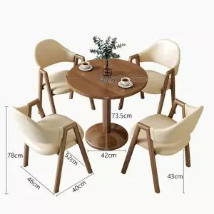 2인 커피 테이블 의자 호두 2+60 티테이블 세트 원목 원형 카키 휴식 발코니