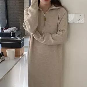 [하프클럽/]나그네 가을 겨울 목폴라 니트원피스 빅사이즈 77사이즈 루즈핏