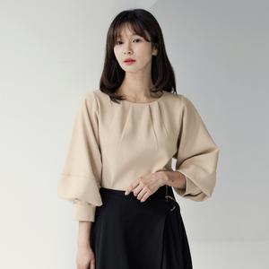 [시크라인] (~XXL까지) 플레이 핀턱 퍼프 슬리브 티셔츠 봄 가을 오피스룩 하객룩 데이트룩 모임룩 미시룩 빅사이즈