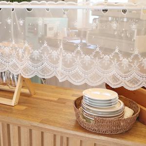 화이트 바란스 커텐 주방 커튼 창문 선반 가리개 자수 레이스 가림막 책장 부엌