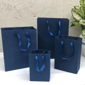 심플한 블루 무지 세로 직사각 쇼핑백 미니 (14x7x21) 선물백 종이가방