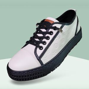 마마슈 리그 여성 가죽 스니커즈 음각문양 스판끈 슬립온 단화 발편한 폭신 통굽 쿠션 논슬립 캐주얼룩