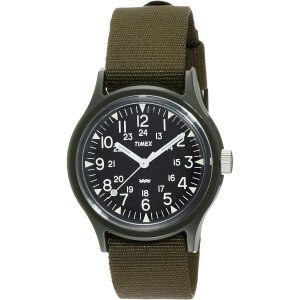 TIMEX 오리지널 베트남 캠퍼 14인치36mm 블랙 다이얼 카키 나일론 스트랩 TW 2 P 88400