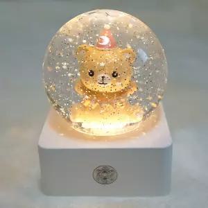 mcuru 터치 충전식 오르골 LED 스노우볼 뮤직박스 원형볼