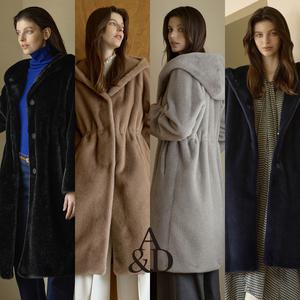 에이앤디 24FW PRE FAUX 밍크 후드 롱코트 1종