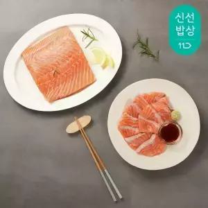 [품질보장] 노르웨이 슈페리어급 생연어회 슬라이스 500g+소스/해동지