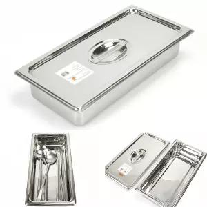 푸드코트 스테인리스 사각 수저통 식당 주방용 뚜껑포함 조리도구통 급식실 숟가락젓가락 바트