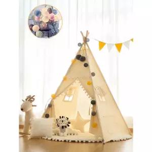 미니 인디언 텐트 작은 아이방 키즈 카페 삼각 집 텐트 - 옐로우