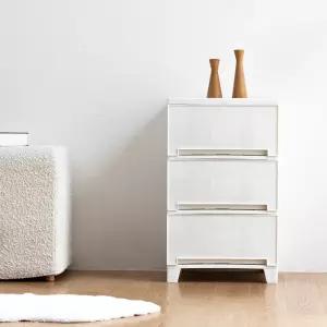 국내제작 튼튼한 홈클로젯 플레인 3단 서랍장 틈새 슬림 깊은 수납장 투명 서랍장