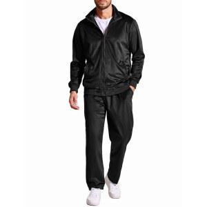 쿠판디 남성 2피스 벨루어 운동복 풀 지퍼 재킷 팬츠 벨벳 조깅복 트레이닝복 세트
