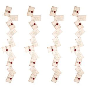 CON*QUEST 저널 해리 포터 공식 플로팅 호그와트 합격 편지 장식, 40장의 레터 카드 및 나일론 끈 걸이, 홈 데코, 라이선스(40개, 10개의 4줄)