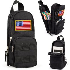 베리리즈 대용량 전술용 필통 펜 파우치 정리용 캔버스 가방, 청소년용 학교 용품 포함-블랙