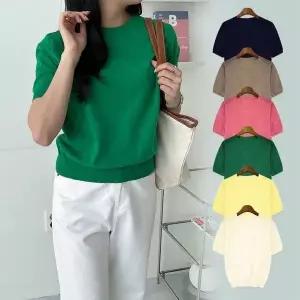 [하프클럽/]내추럴코튼 원형넥 데일리룩 반소매울탑