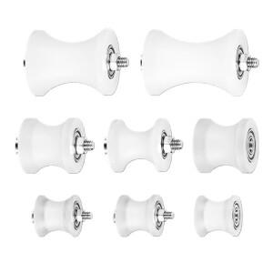 1pc 흰색 플라스틱 롤러 사일런트 베어링 U 자형 도르래 헛간 도어 드라이브 가이드 휠 원형 파이프 브래킷