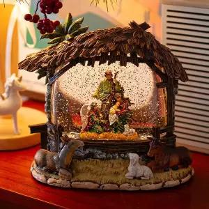 25013 구유 크리스마스 오르골 워터볼 LED 스노우볼 무드등 조명